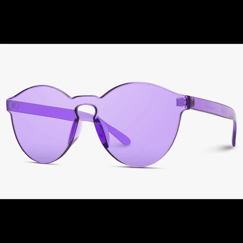 PURPLE Rimless Sunglasses Transparent - new in package